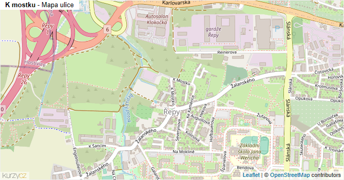 K mostku - mapa ulice