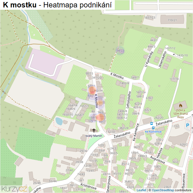 Mapa K mostku - Firmy v ulici.
