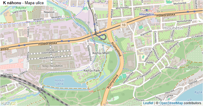 K náhonu - mapa ulice