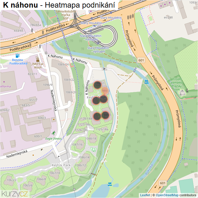 Mapa K náhonu - Firmy v ulici.