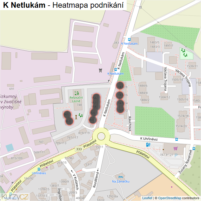 Mapa K Netlukám - Firmy v ulici.