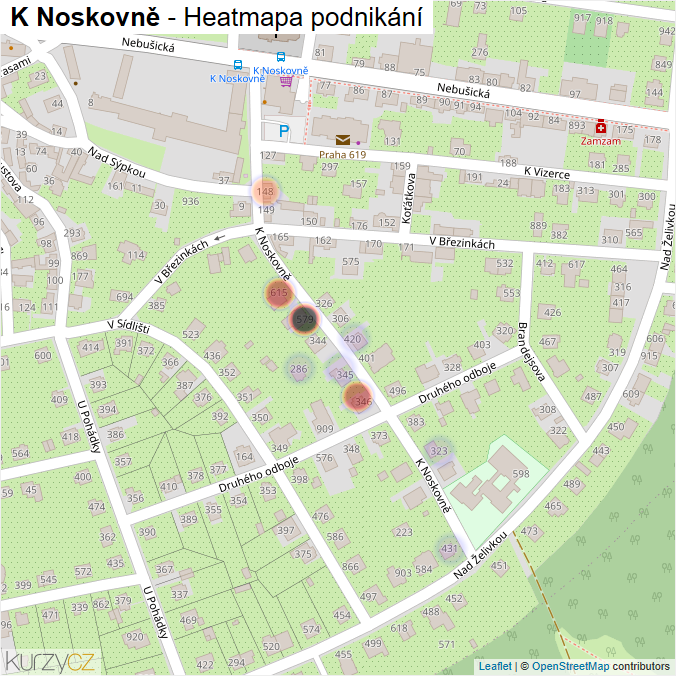 Mapa K Noskovně - Firmy v ulici.