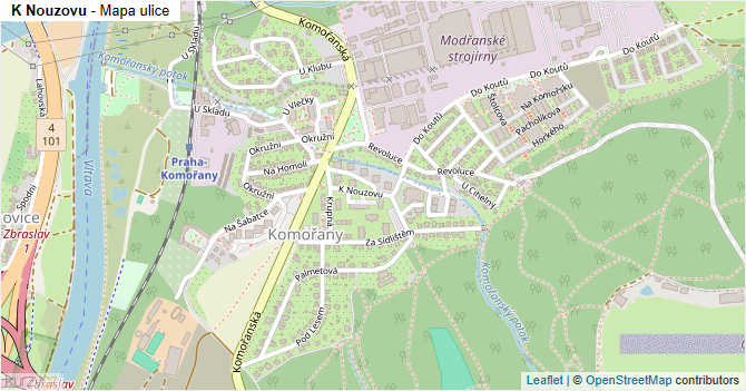 K Nouzovu - mapa ulice