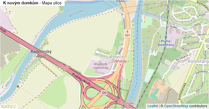 K novým domkům - mapa ulice