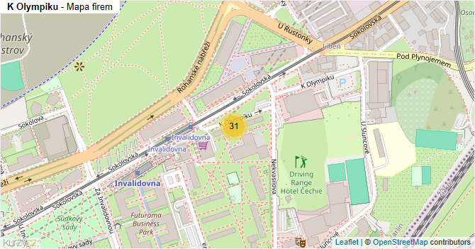K Olympiku - mapa firem