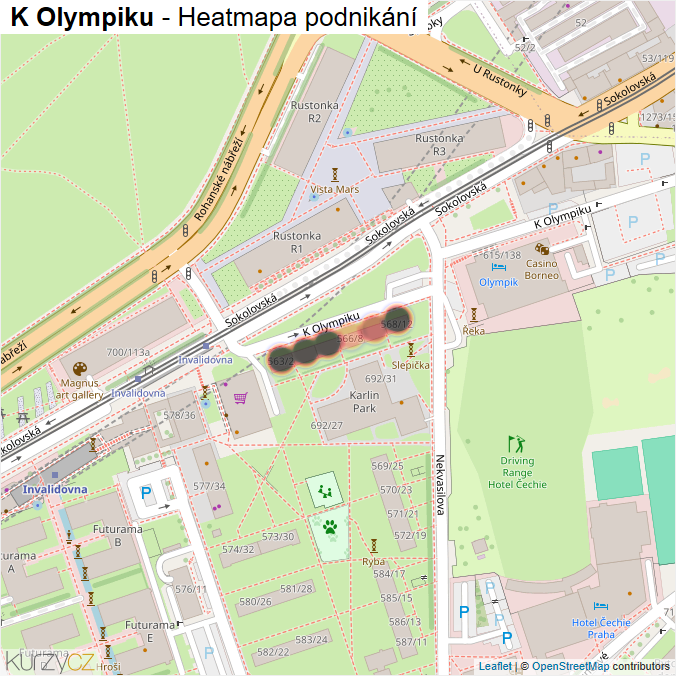 Mapa K Olympiku - Firmy v ulici.