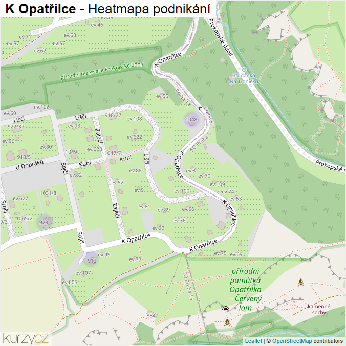 Mapa K Opatřilce - Firmy v ulici.