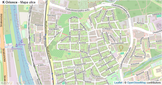 K Orionce - mapa ulice