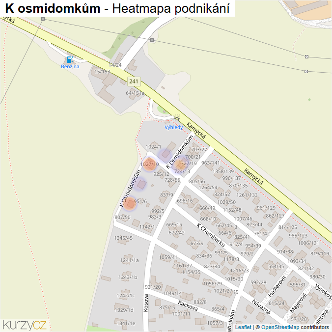 Mapa K osmidomkům - Firmy v ulici.