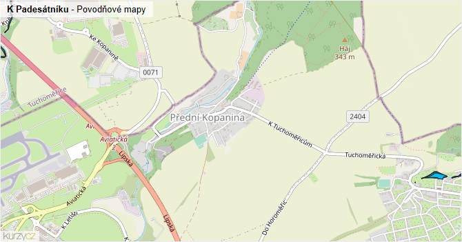 K Padesátníku - záplavové mapy stoleté vody