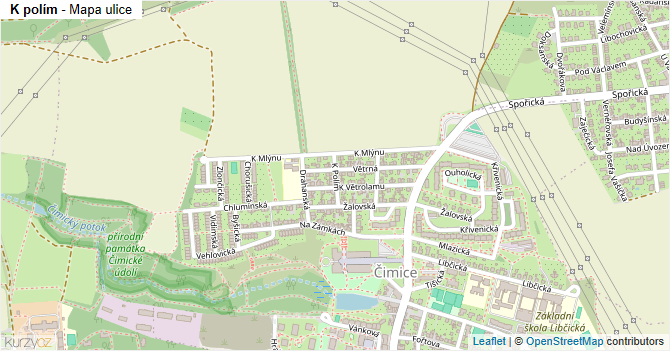 K polím - mapa ulice