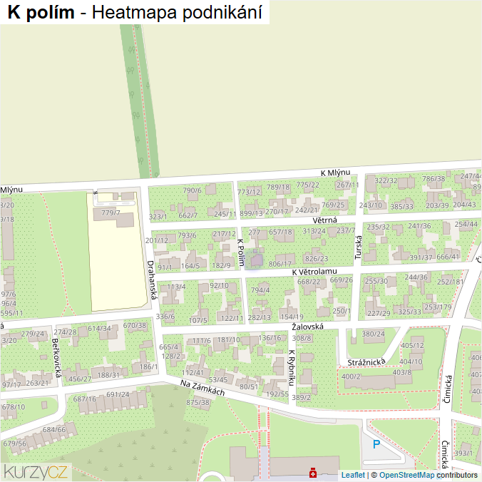 Mapa K polím - Firmy v ulici.