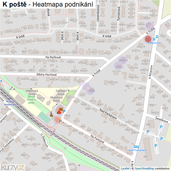 Mapa K poště - Firmy v ulici.
