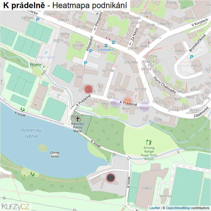 Mapa K prádelně - Firmy v ulici.