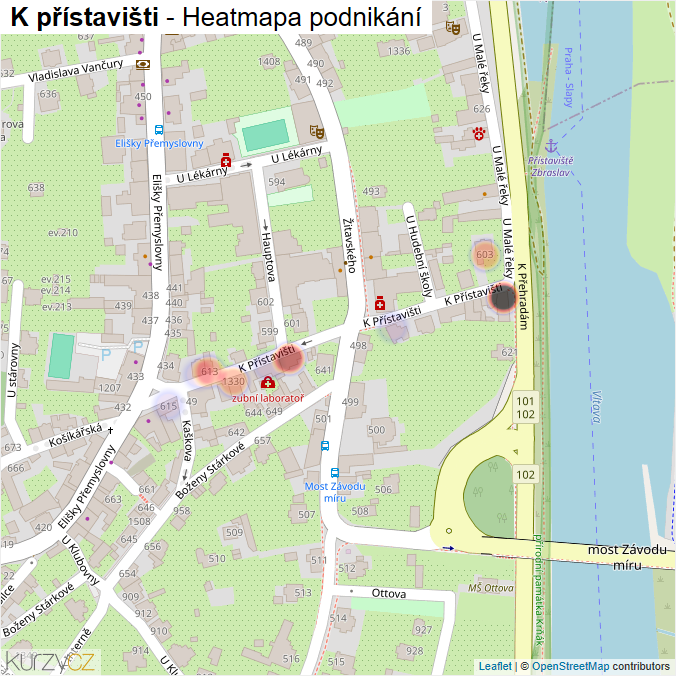 Mapa K přístavišti - Firmy v ulici.