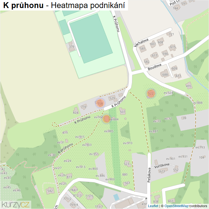 Mapa K průhonu - Firmy v ulici.