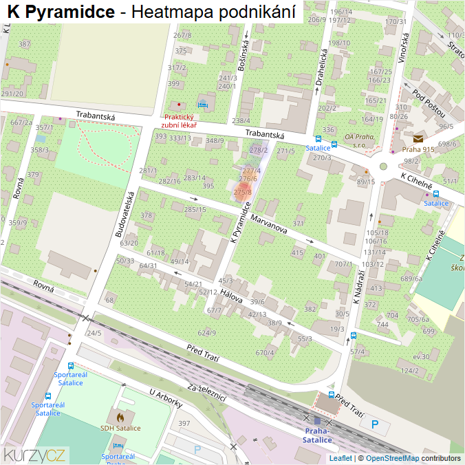 Mapa K Pyramidce - Firmy v ulici.