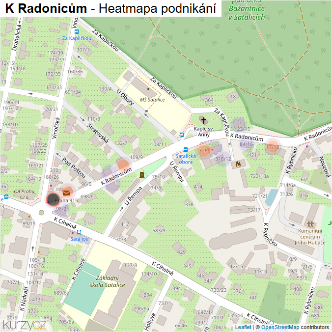 Mapa K Radonicům - Firmy v ulici.