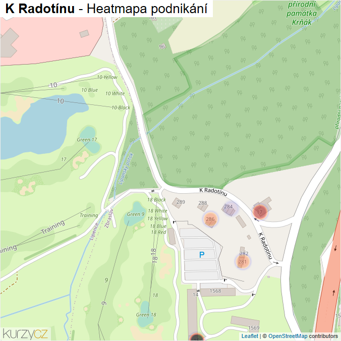 Mapa K Radotínu - Firmy v ulici.
