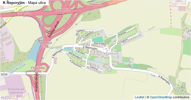 K Řeporyjím - mapa ulice