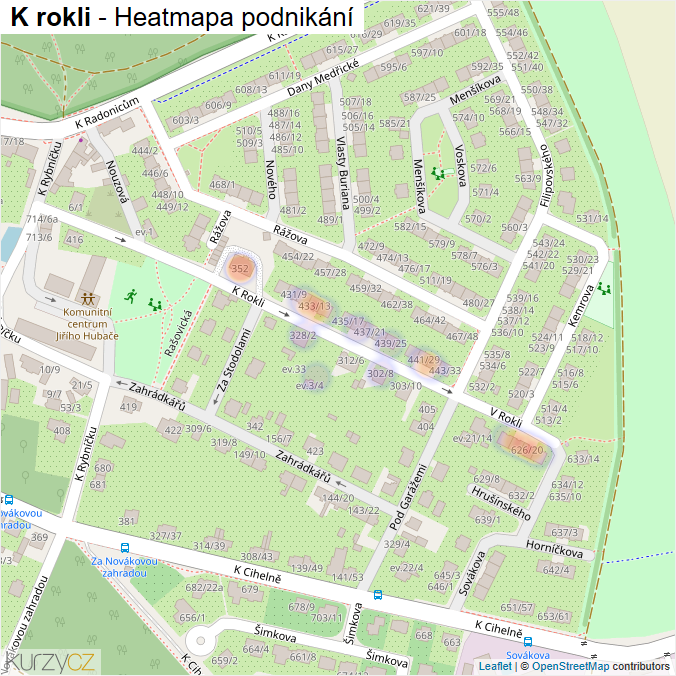 Mapa K rokli - Firmy v ulici.