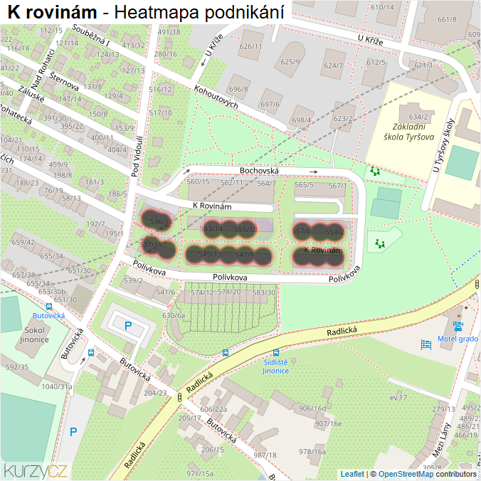 Mapa K rovinám - Firmy v ulici.