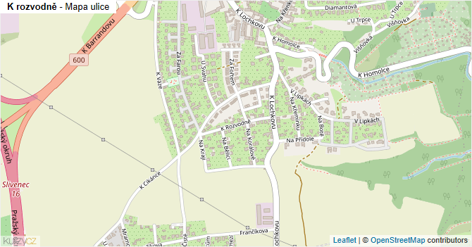 K rozvodně - mapa ulice
