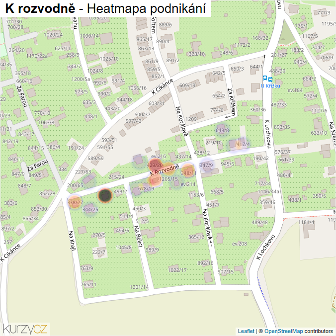 Mapa K rozvodně - Firmy v ulici.