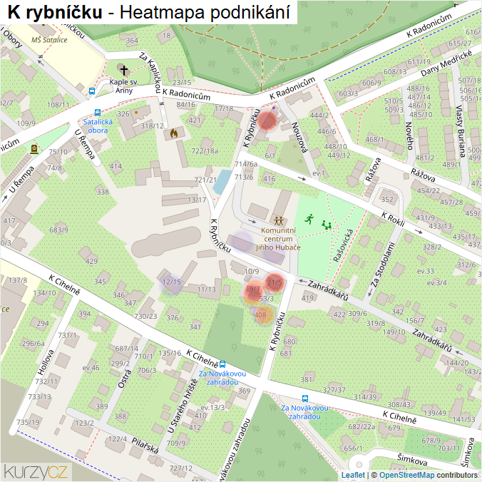 Mapa K rybníčku - Firmy v ulici.