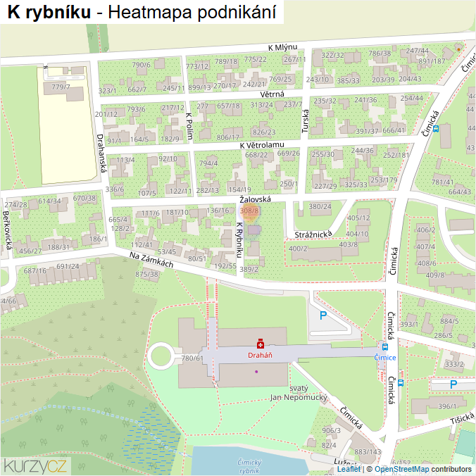 Mapa K rybníku - Firmy v ulici.
