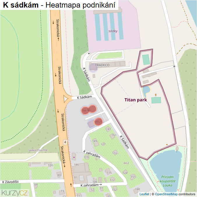 Mapa K sádkám - Firmy v ulici.