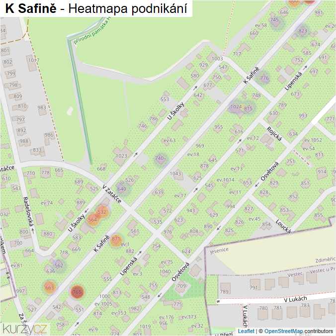 Mapa K Safině - Firmy v ulici.