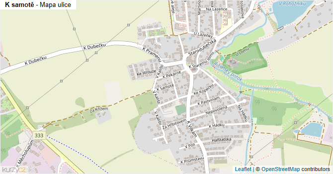 K samotě - mapa ulice