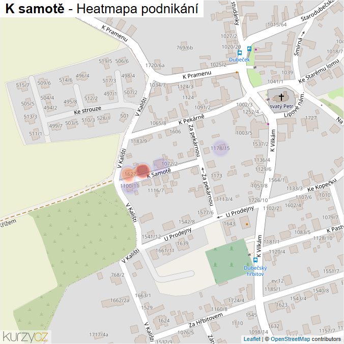 Mapa K samotě - Firmy v ulici.