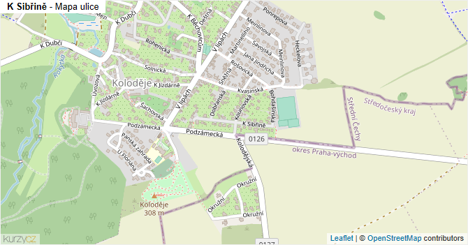 K Sibřině - mapa ulice