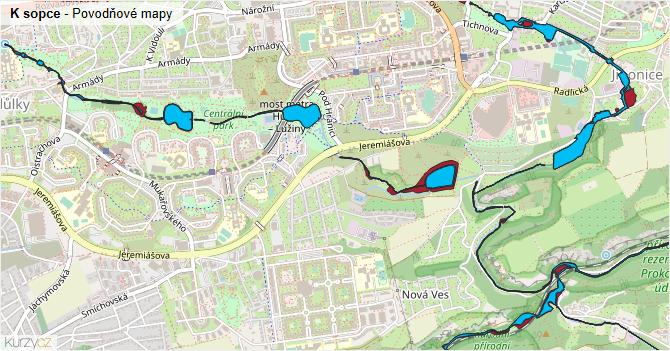K sopce - záplavové mapy stoleté vody