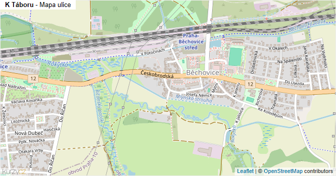 K Táboru - mapa ulice