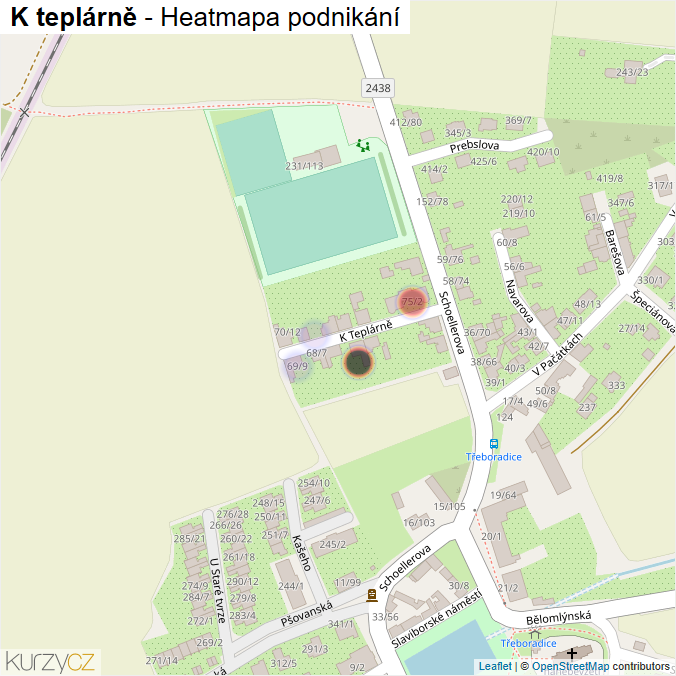 Mapa K teplárně - Firmy v ulici.