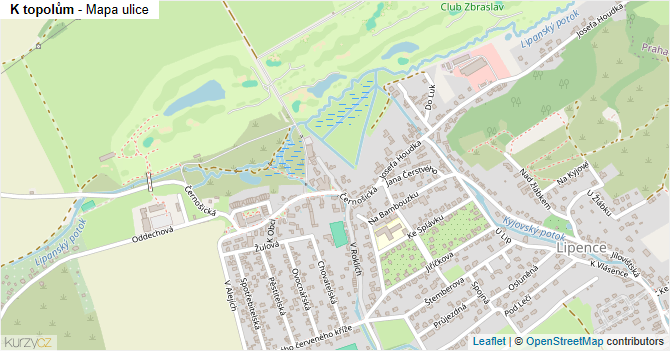 K topolům - mapa ulice