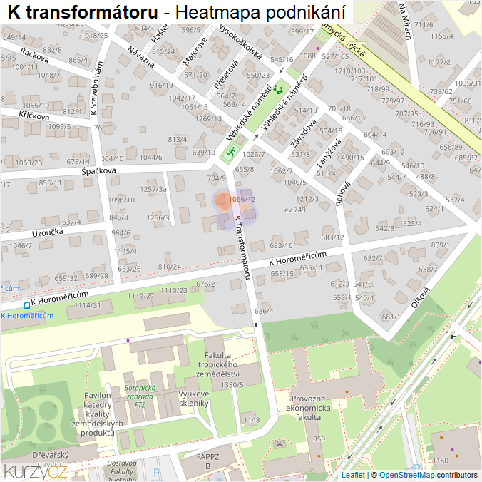 Mapa K transformátoru - Firmy v ulici.