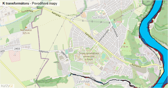 K transformátoru - záplavové mapy stoleté vody