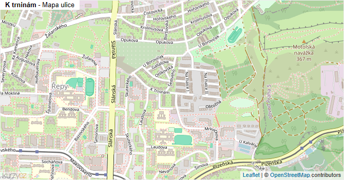 K trninám - mapa ulice