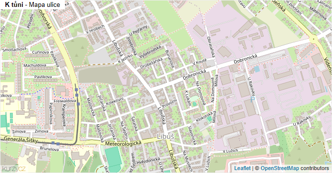 K tůni - mapa ulice