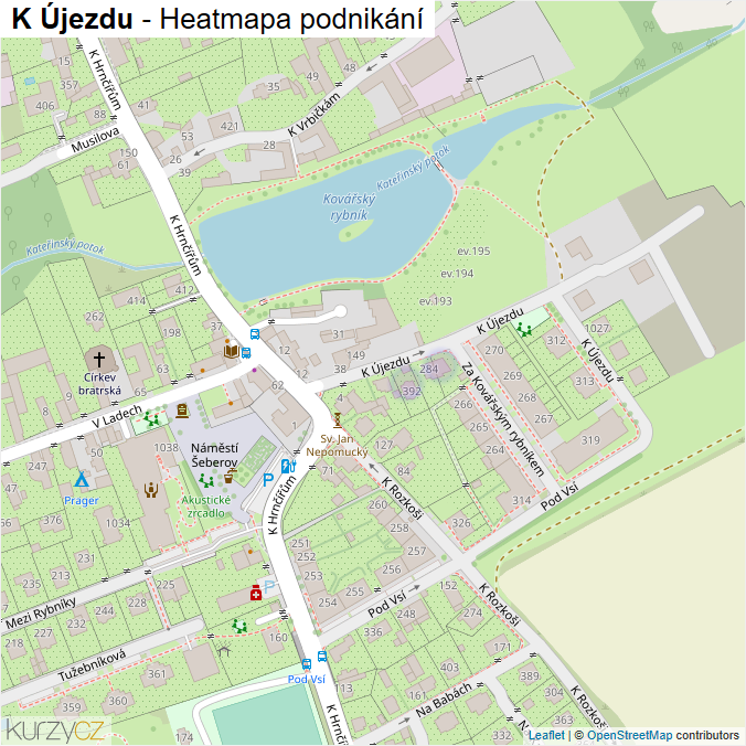 Mapa K Újezdu - Firmy v ulici.