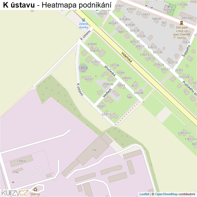Mapa K ústavu - Firmy v ulici.