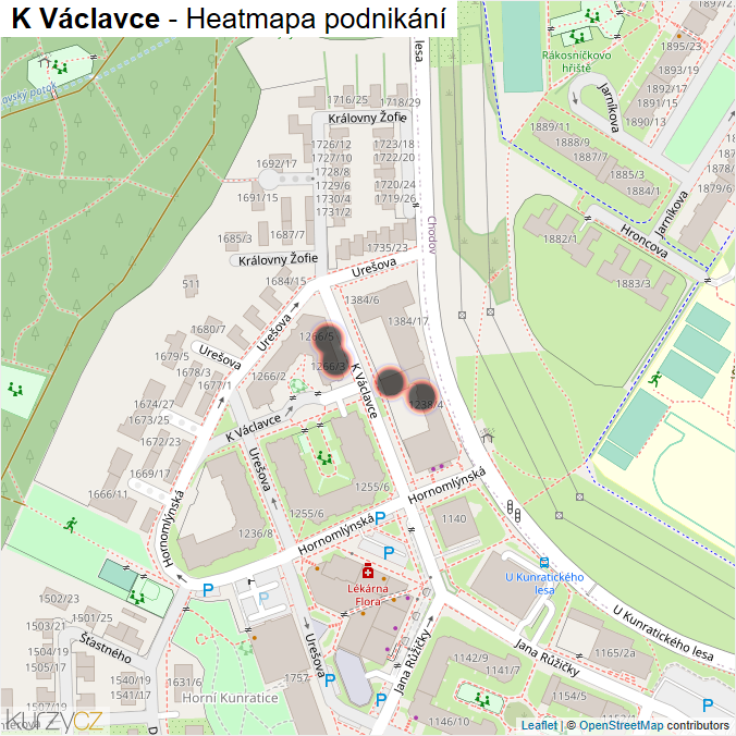 Mapa K Václavce - Firmy v ulici.