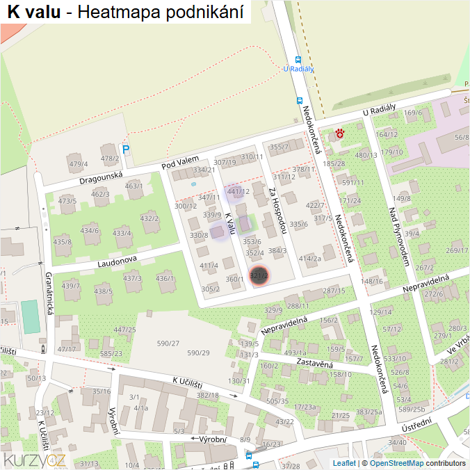 Mapa K valu - Firmy v ulici.