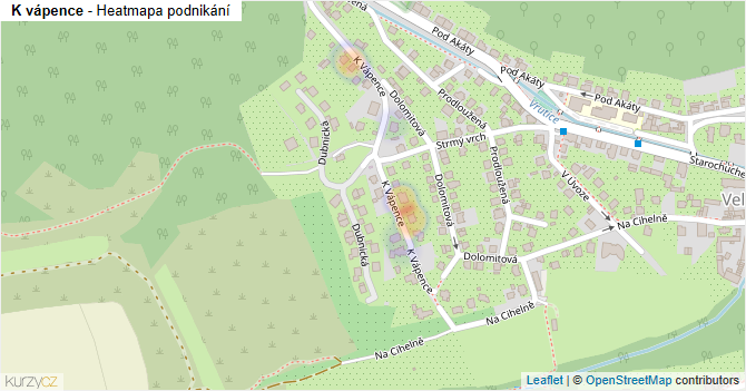 K vápence - mapa podnikání