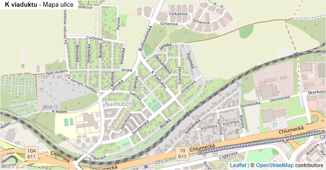 K viaduktu - mapa ulice
