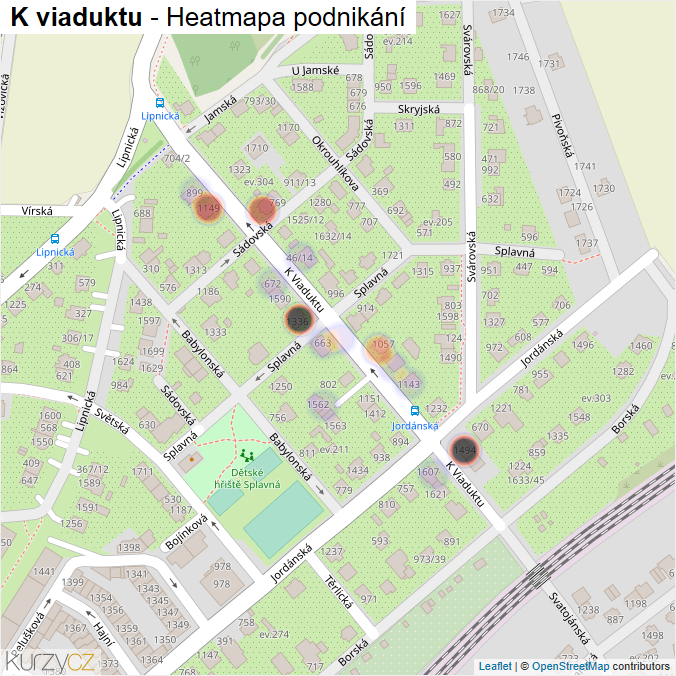 Mapa K viaduktu - Firmy v ulici.